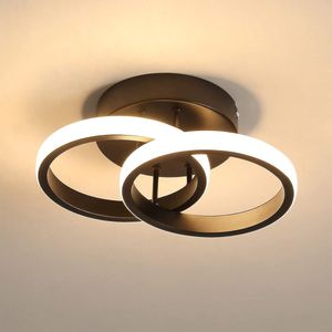 Goeco - LED -plafondlamp - moderne plafondlamp - 25CM - 20 W - LED dubbele ring - plafondlicht in wit acryl - voor slaapkamer