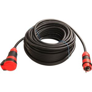 Gummi Verlängerungsleitung - extrem robust - SchukoUltra II - H07RN-F 3G15 - 10 m - für Gewerbe - Baustelle - Außenbereich - schwarz