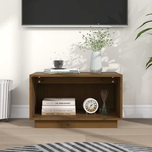 The Living Store Zwevende TV-meubel - Grenenhout - Honingbruin - 60x35x35 cm