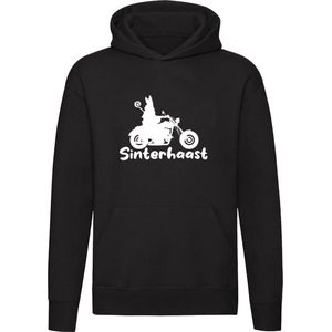 Sinterklaas heeft haast en zit daarom op zijn Motor Hoodie | Pakjesavond | Sinterklaaskado | Trui | Unisex Model