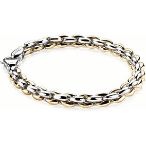 ZINZI zilveren schakelarmband geel verguld 7mm breed 19,5cm ZIA1290