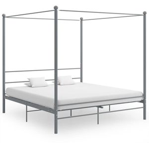 vidaXL - Hemelbedframe - metaal - grijs - 180x200 - cm