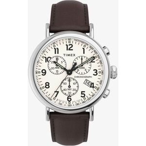 Timex Standard Chrono TW2V27600 Horloge - Leer - Bruin - Ø 41 mm