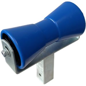 Kielrol met koker steun - blauw - 200x100mm