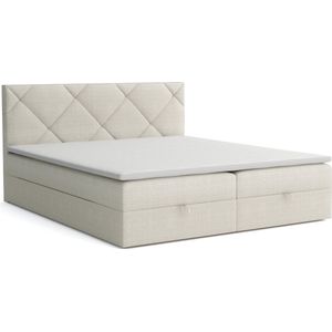 Meuba Home - Valeria Boxspring - Beige - 200x200 - Stof - Met topper 8cm