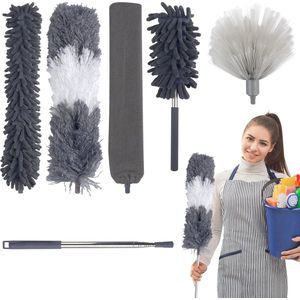Telescopische Microvezel Stofdoek Set - 6 Wasbare Reinigingskoppen voor Diverse Toepassingen