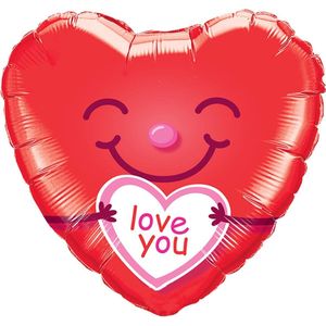 Qualatex - Folieballon Love You Smiley Hartvorm 46 cm
