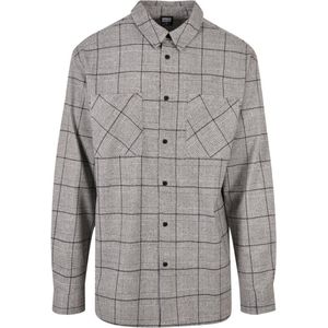 Urban Classics - Long Oversized Checked Greyish Overhemd - XXL - Grijs/Zwart
