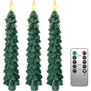 LED Taps Toelopende Kaarsen met Afstandsbediening - 3 Stuks Batterij Aangedreven LED Vlamloze Kerstboom Taps Toelopende Kaarsen Flikkeren voor Thuis Xmas Kamer Tafel Decoraties