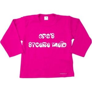 Minifashion - babyshower - kraamcadeau - baby - peuter - shirt - lange mouwen - Fuchsia - Opa's stoere meid - maat 56