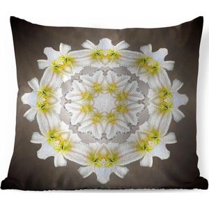 Sierkussens - Kussen - Een witte bloem in de vorm van een mandala - 40x40 cm - Kussen van katoen