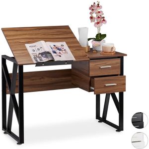 relaxdays bureau kantelbaar - laptoptafel - tekentafel - verstelbaar - computerbureau Hout / zwart