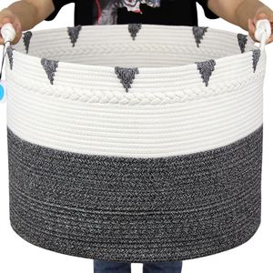 Casaphoria XXXXLarge katoenen touw deken mand 22""x 22"" x 16"" - geweven wasmand - wasmanden - opbergmand - handdoek luier wasmand - zwart - 22in22in16in - MB2021045