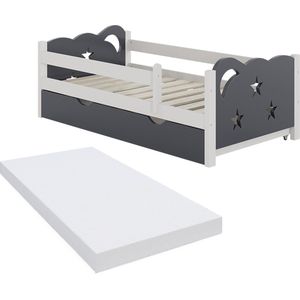Vitalispa JessicaKinderbed – 70x140 cm met lade en matras Grijs met lade en matras