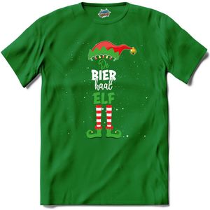 Foute kersttrui - Bier haal kerstelf - T-Shirt - Dames - Kelly Groen - Maat S