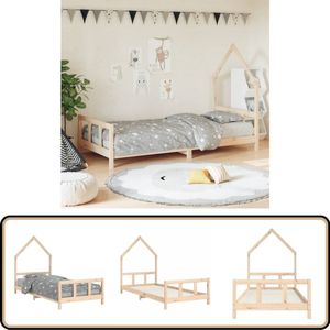 vidaXL Kinderbedframe 90x200 cm - Massief Grenenhout Kinderbed - Houten Bed - Kids Bed - Huisvormig Bed - Jongensbed