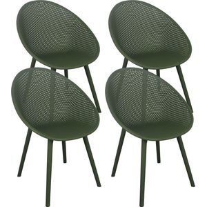 Oviala - Buda - Set van 4 Olijfgroene Kunststof Terrasstoelen