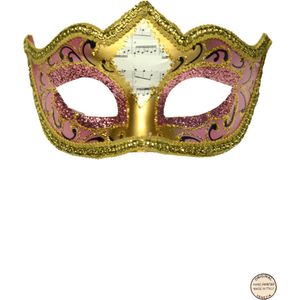 Venetiaans masker Punta Mozart roze-goud - One Size - Volwassenen - Unisex - Een Stuk