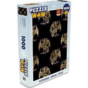 Puzzel Patronen - Draak - Goud - Legpuzzel - Puzzel 1000 stukjes volwassenen
