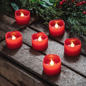 Set van 6 Roze Vlamloze LED Theelichtjes voor Feesten en Decoratie