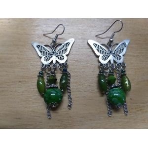 Groene vlinder oorbellen