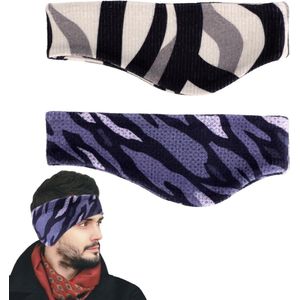 Allecto Plus - Oorwarmers Hoofdband Winter Oorhoezen Sport Running - Heren Dames - Zwart - Inktbloem - Bescherming Tegen Koud Weer - Set van 2 Stuks