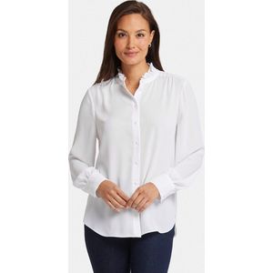 NYDJ Ruffle Neck Blouse Wit | Optic White