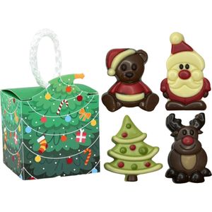 Kerstboom hanger met luxe chocolaatjes 4 stuks - Kerst - Luxe Chocolade - Chocola - Kerstman - Gingerbread house - Sneeuwpop