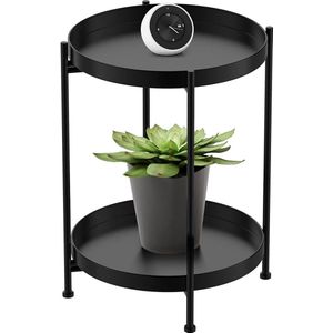 Side Table Metal Folding Sofa Table Mobile Coffee Table Black 40 x 40 x 52 cm Living Room Table for Coffee Industrial Design