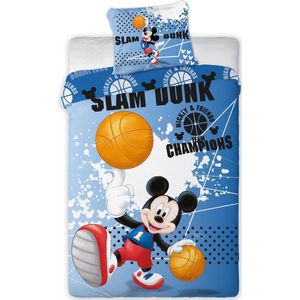 Disney Mickey Mouse Slam Dunk -Dekbedovertrek - Eenpersoons - 140 x 200 cm - Blauw