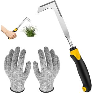 Onkruidmes voegenkrabber van roestvrij staal met steel - voor het verwijderen van mos en onkruid in plaatvoegen met handschoenen