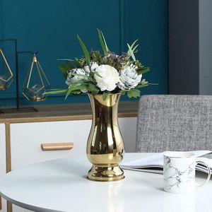 10x24cm Roestvrijstalen vaas, tafelblad Vazen Eenvoudige stij, voor Home Office Bureau estaurantdecoratie Decoratie,Goud
