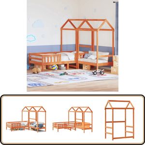 vidaXL Kinderbed met dak massief grenenhout wasbruin 75x190 cm