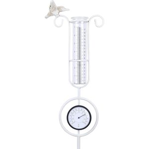 Regenmeter met Thermometer voor Tuin en Gazons - 86 cm Metalen Vogeltuinpaal