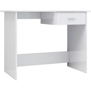 vidaXL - Bureau - 100x50x76 - cm - bewerkt - hout - hoogglans - wit