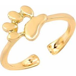 24/7 Jewelry Collection Pootje Ring Verstelbaar - Verstelbare Ring - Goudkleurig