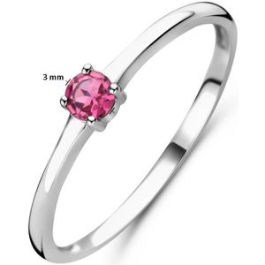 Gerhodineerd Zilver Ring Met Geboortesteen Roze Toermalijn Oktober 1337114