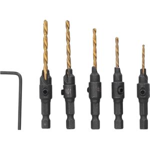 Verzinkboor Set Hout - 5 Stuks HSS Teller Sinker Boor Set - Boren Tool Set voor Houtbewerking .