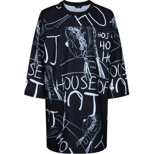 HOJ T-SHIRT JURK MET ILLUSTRATIES EN GRAFFITI - zwart-wit kinderkleding herfst winter voorjaar streetstyle kinderkleding trui meisje maat 152/158