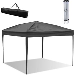Partytent 3x3m met Draagtas Opvouwbaar Waterdicht Easy up Paviljoen Zijpanelen voor tuin en camping zonder zijkanten Grijs