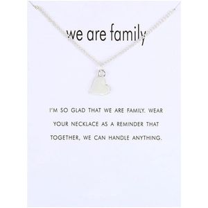 Bixorp Luck Dames Ketting met Zilveren Hartje - ""We are Family"" - 45/50cm - Cadeau voor Vrouw - Goudkleurig