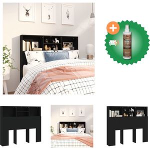 vidaXL Hoofdbordkast 120x19x103-5 cm zwart - Bedonderdeel - Inclusief Houtreiniger en verfrisser