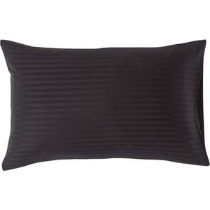 Homescapes Kussensloop 48 x 74 cm met satijnen strepen - Zwart, draadtelling 330
