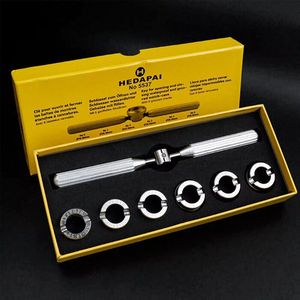 Horloge flesopener - Horlogekast opener - Horloge reparatie gereedschap 5537 horloge opener 6 koppen - Openen achterdeksel - Wisselen achterdeksel - Geschikt voor gegroefd geschroefd achterdeksel