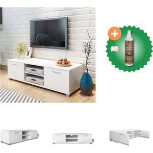 vidaXL Tv-meubel 120x40-3x34-7 cm hoogglans wit - Kast - Inclusief Houtreiniger en verfrisser