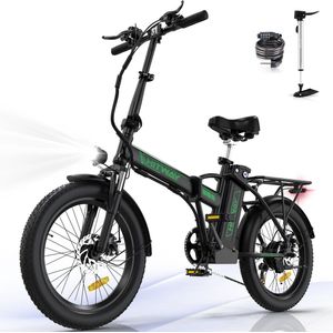 Hitway Elektrische Fiets BK11 | E-bike | 250W Motor | Fat Tire | 12Ah | 20 Inch | Zwart/Groen