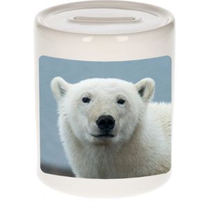 Dieren grote ijsbeer foto spaarpot 9 cm jongens en meisjes - Cadeau spaarpotten grote ijsbeer ijsberen liefhebber