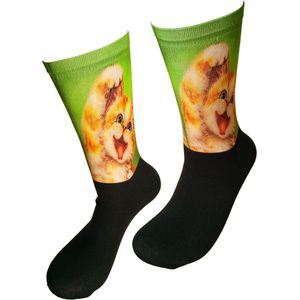 Verjaardags cadeau - Kitten sokken - Poes - Print sokken - vrolijke sokken - valentijn cadeau - aparte sokken - grappige sokken - leuke dames en heren sokken - moederdag - vaderdag - Socks waar je Happy van wordt - Maat 40-45