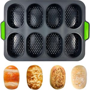 Goodivery ® Siliconen Bakvorm voor Mini Baguettes en Broodjes met Anti-aanbaklaag, Set van 8 Stuks