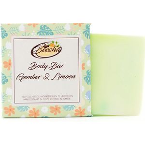 Beesha Body Bar Gember & Limoen | 100% Plasticvrije en Natuurlijke Verzorging | Vegan, Sulfaatvrij en Parabeenvrij